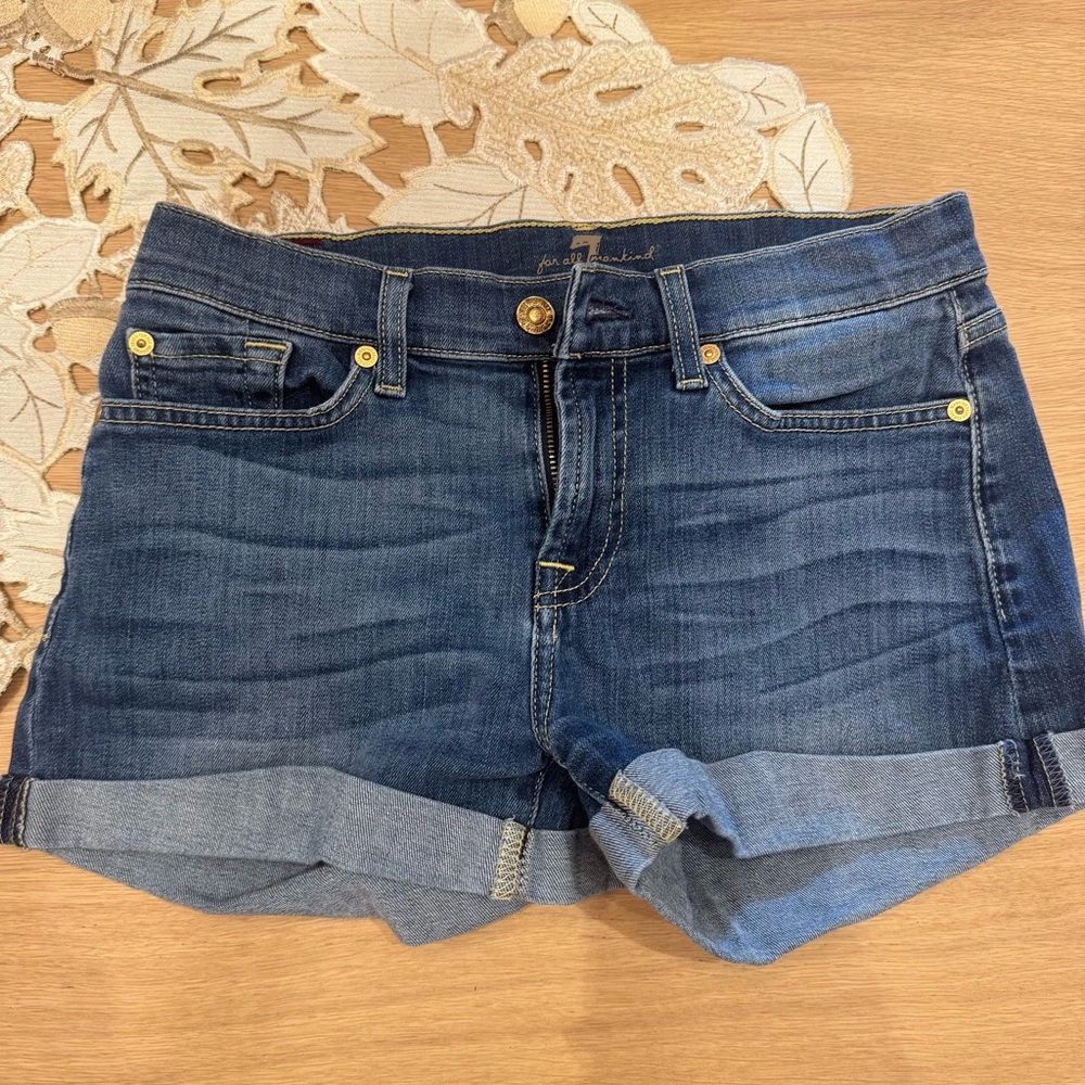 7 For All Mankind Dark Blue Jean Shorts